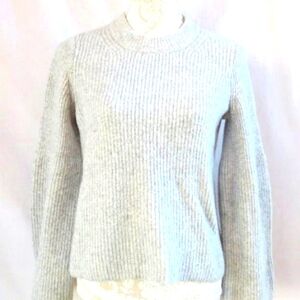 Madewell Sweater Dove Gray Merino Wool Blend Bell Sleeve Pull On Knit Size S